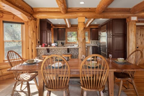 Serving meals is easy as the kitchen is just steps away.