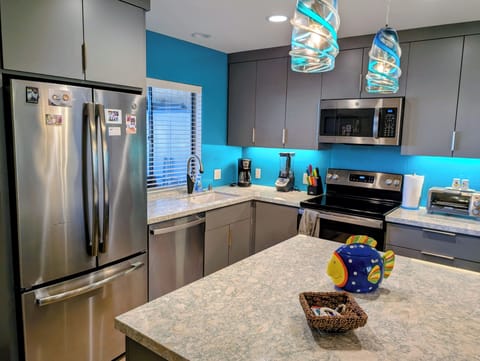 Fully stocked kitchen with island