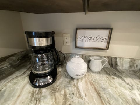 Rise and shine 🌞 Enjoy coffee on the private back patio! 