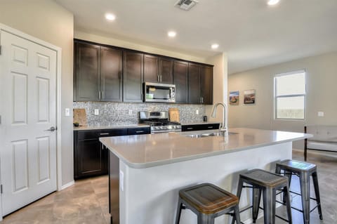 Kitchen with stainless steel appliances