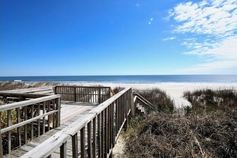 View of the beach from the walkway