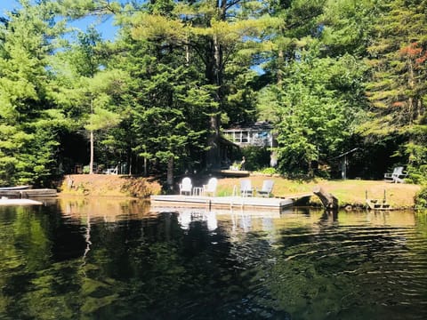 View from river in paddleboat 