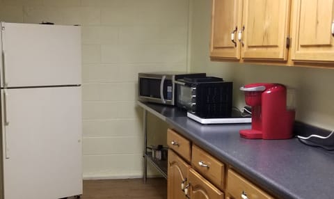 Full-size refrigerator, microwave, multi-use air fry oven, etc.
