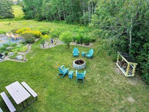 Backyard firepit and picnic area