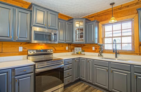 This modernized kitchen is located on the 2nd floor.