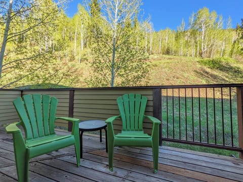 Sit outside on the private deck surrounded by fresh mountain air and aspens. 