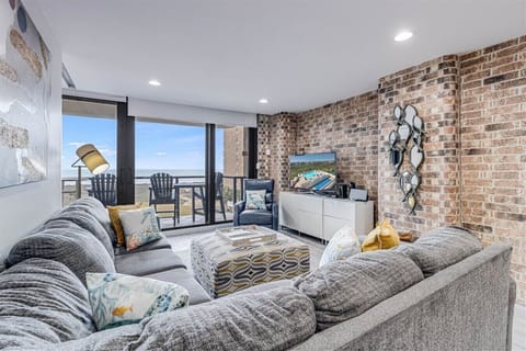 Living Room with Private Gulf-View Balcony