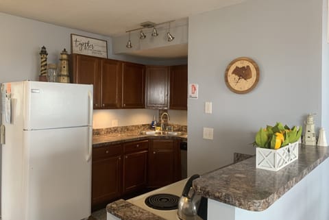 Fully stocked kitchen, 2 full size refrigerators, blender, crockpot, spices, etc