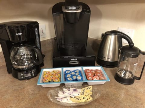 Make coffee your way!  Coffee, creamers, sweeteners, and hot chocolate provided.