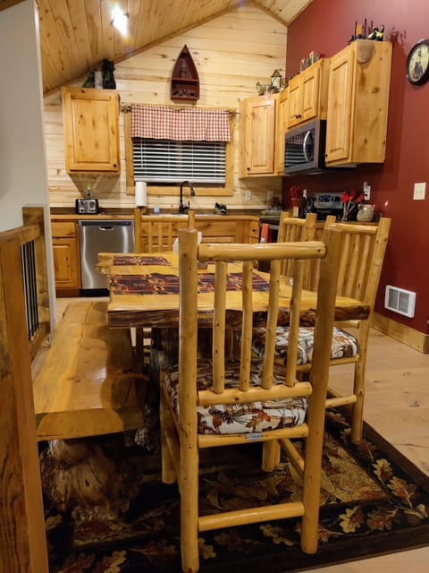 Custom made dining table and chairs.