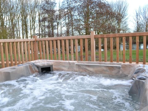 Hot tub with lake views