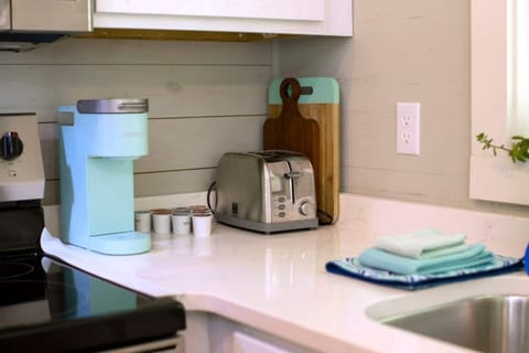 Wake up to coffee in this cozy kitchen corner.