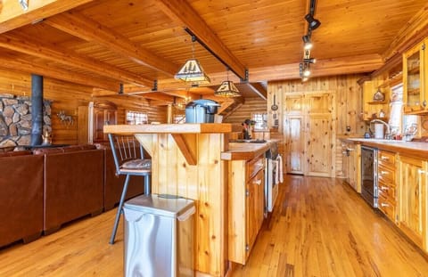 The rustic kitchen has everything needed during your stay.