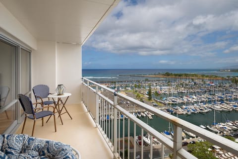 Incredible Ocean Views Over Waikiki Yacht Harbor from the Entire Suite!