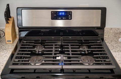 Gas stove in the studio apartment