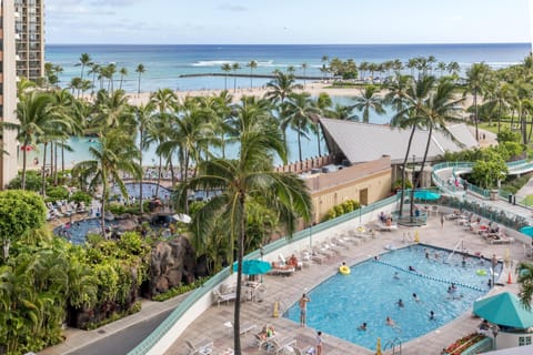 View of main pool on the lobby level