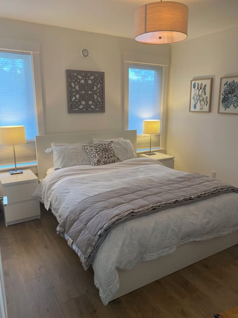 Queen sized bed with Posturepedic, pillow top mattress.