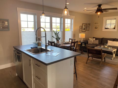 Kitchen island with dishwasher.