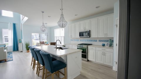 Large kitchen with seating