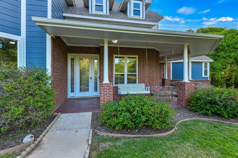 front porch with a swing for relaxing!