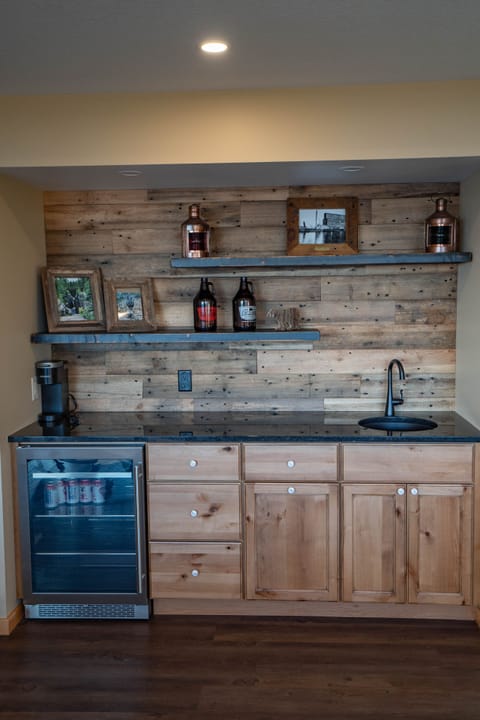 Basement Bar with Coffee and Beverage Cooler