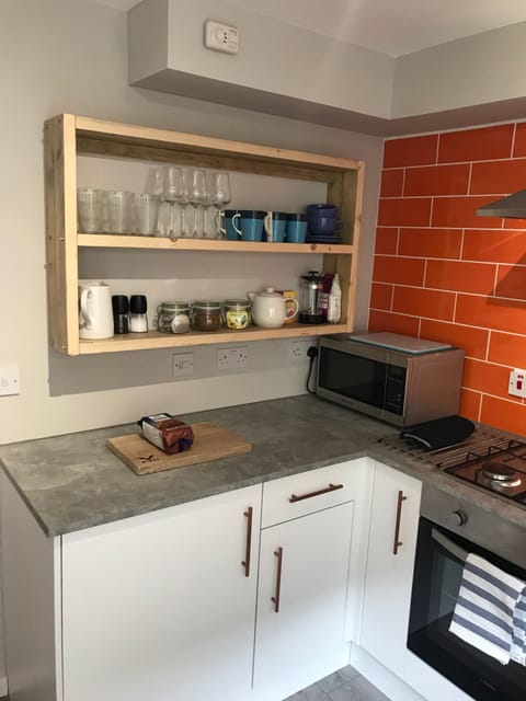 Kitchen with teas and ground coffee provided