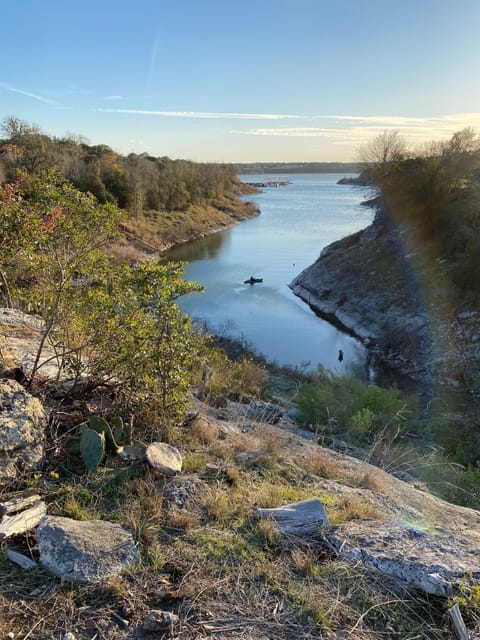 Lake view and lake access!  That's one of our kayaks out there.