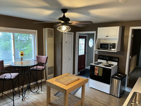 Full Kitchen
- Stove
- Microwave
- Plates, Bowls, & Silverware
- Keurig
- Basics