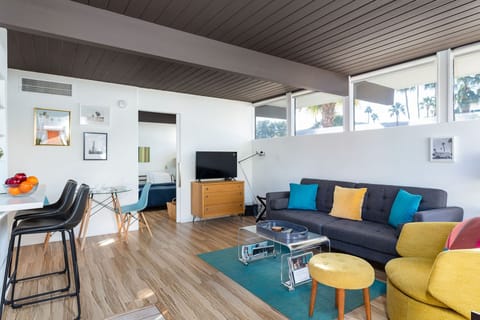 Living area and adjacent bedroom