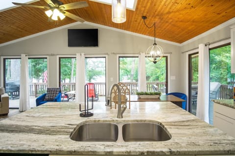 view of the kitchen and living room