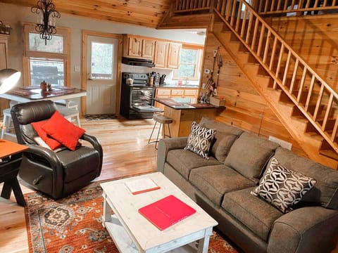 Full-size couch to stretch out on after a day's hike & Recliner.