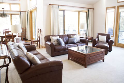 Living Room on Main Level with 55 inch Roku TV and Gas Fireplace