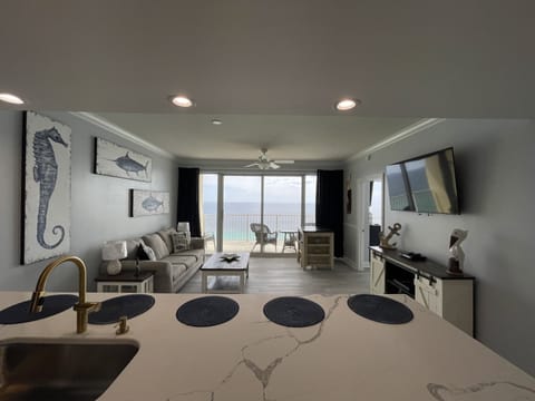 View from kitchen to living room.