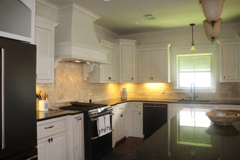 Fully stocked kitchen with brand new appliances.