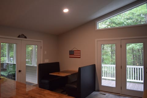 Retro restaurant booth in dining area of Great room