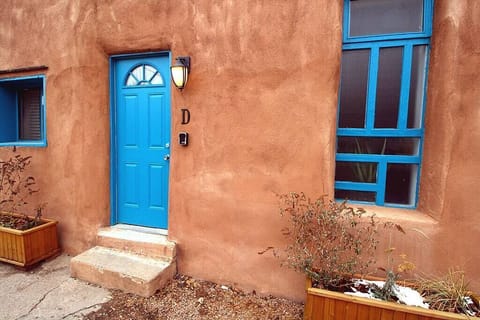 The entrance is very recognizable with beautiful planters in the spring and summer.