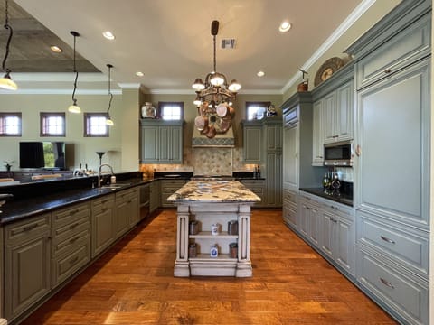 Gourmet Kitchen with built in sub zero refrigerator and freezer.