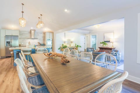 Eugenia features an open layout between the living room, dining room and kitchen.