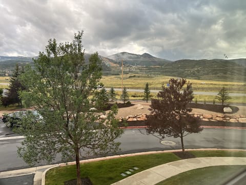 Enjoy the view of Utah Olympic Park from the dining room table in the summer
