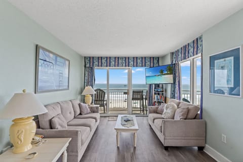 The ocean front living room is fabulous for movie night with the family.