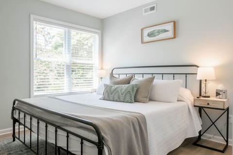 One bedroom features a 12" memory foam king-sized mattress. There is also a dresser for guest use (closet is owner's closet).