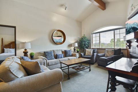 Vaulted ceiling in living room