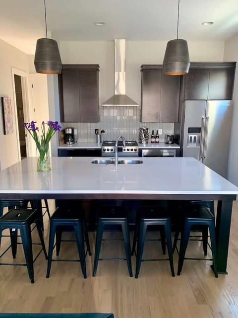 Chef's Kitchen with professional series appliances. Fully stocked with pots and pans if you decide to cook and plenty of dishes if you decide to order in