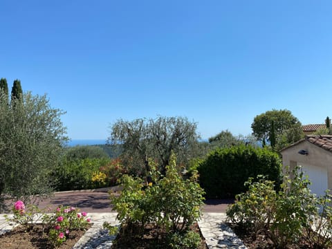 View from house and terrasse over the landscape and to the Mediterranean Sea