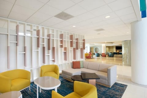 Kick back in stylish lounge seating with plenty of light.