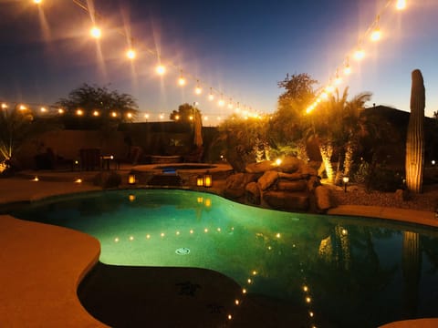 Party lights for evening swim.  The BEST
