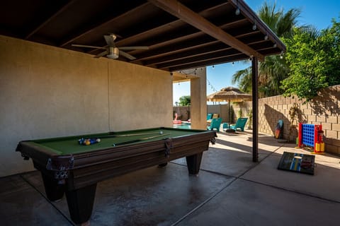 Billiards side: 9ft professional grade pool table, shuffle board, connect 4