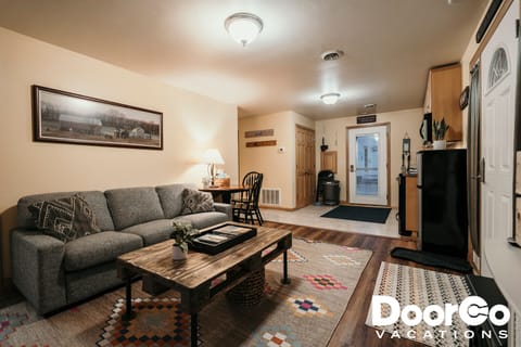 Queen pull out couch in the living room!