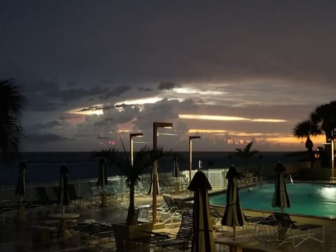 Night time by the pool.