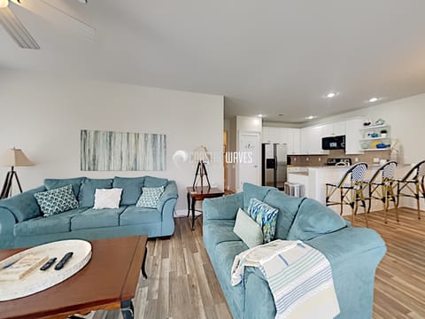 Beachy decorations & open floor plan